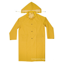 Wholesale High Quality One Piece Yellow  100% Waterproof PVC Polyester Raincoat